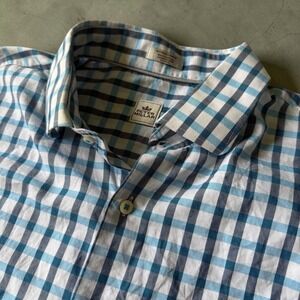 Peter Millar Mens XL Blue Gingham Check Long Sleeve Button Down Shirt